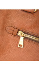 Prada Vitello Daino Front Zip Tote Shoulder Bag Cognac