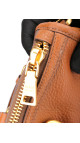 Prada Vitello Daino Front Zip Tote Shoulder Bag Cognac