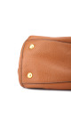 Prada Vitello Daino Front Zip Tote Shoulder Bag Cognac
