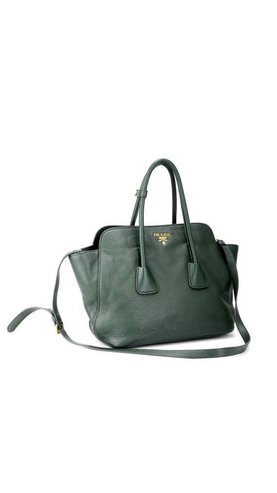 Prada Vitello Daino Tote Shoulder Bag Green