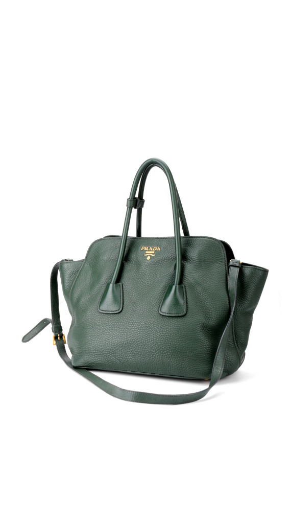 Prada Vitello Daino Tote Shoulder Bag Green