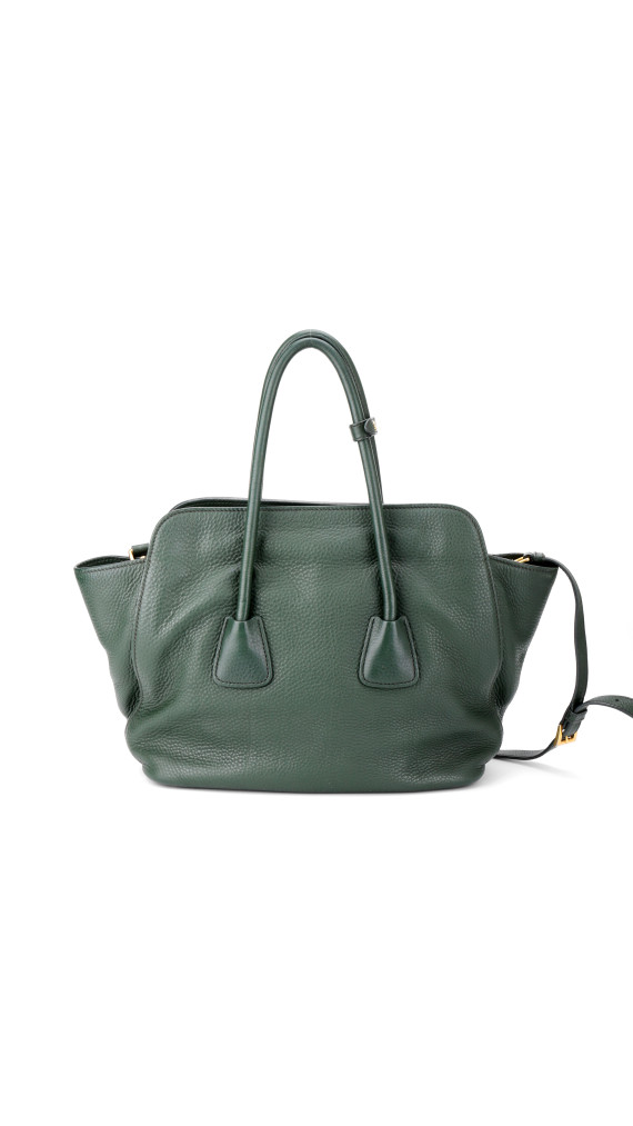 Prada Vitello Daino Tote Shoulder Bag Green