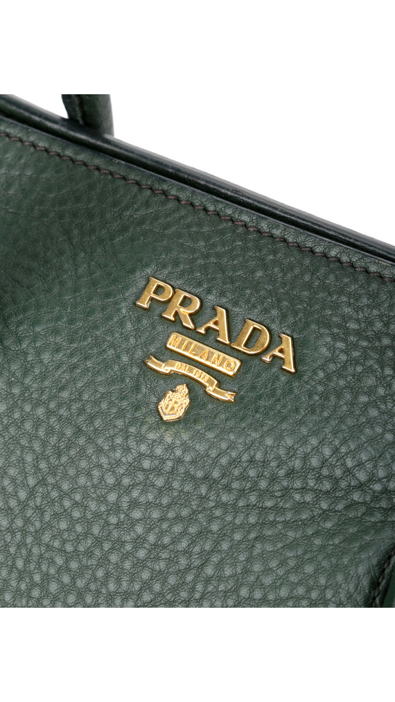 Prada Vitello Daino Tote Shoulder Bag Green
