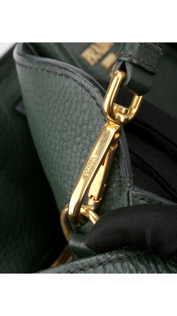 Prada Vitello Daino Tote Shoulder Bag Green