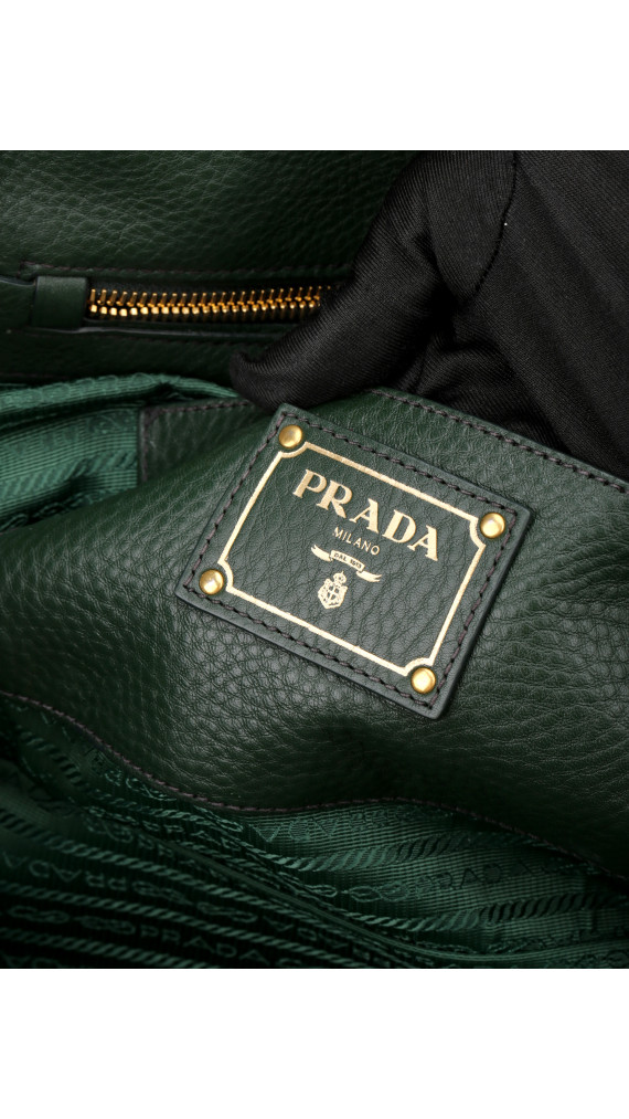 Prada Vitello Daino Tote Shoulder Bag Green