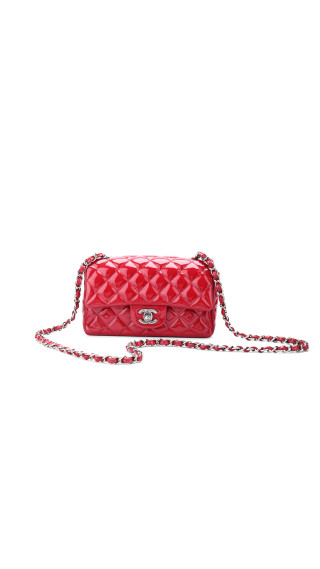 Chanel Classic Mini Single Flap Bag Dark Red i Patent Leather