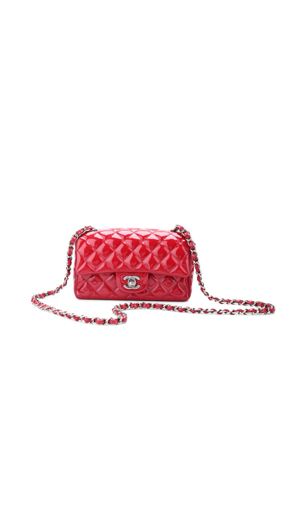 Chanel Classic Mini Single Flap Bag Dark Red i Patent Leather