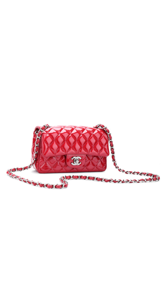Chanel Classic Mini Single Flap Bag Dark Red i Patent Leather