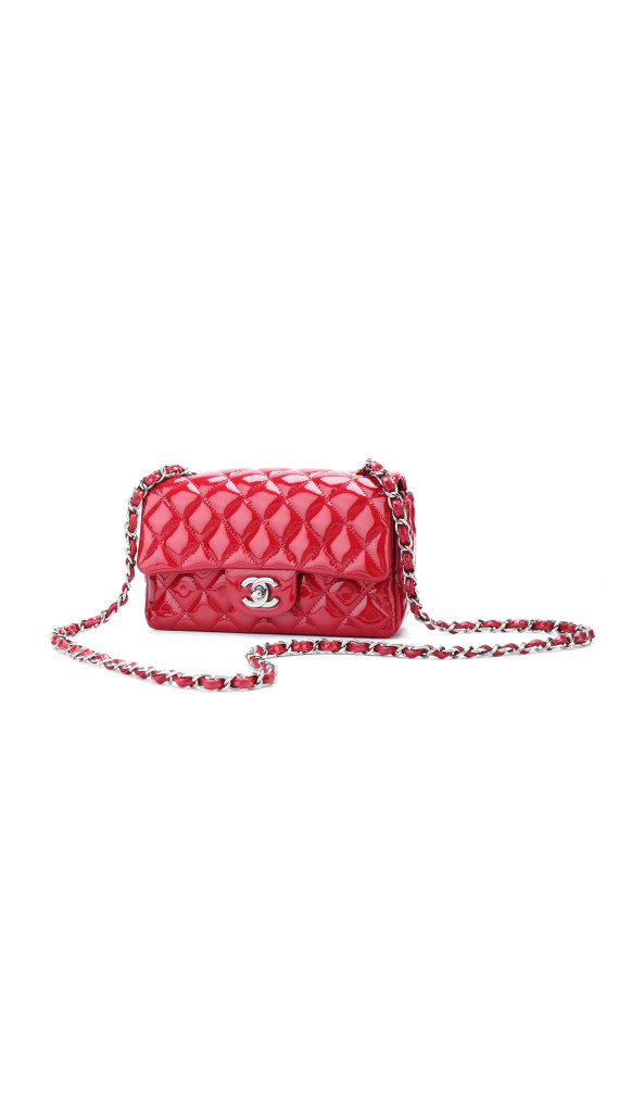 Chanel Classic Mini Single Flap Bag Dark Red i Patent Leather