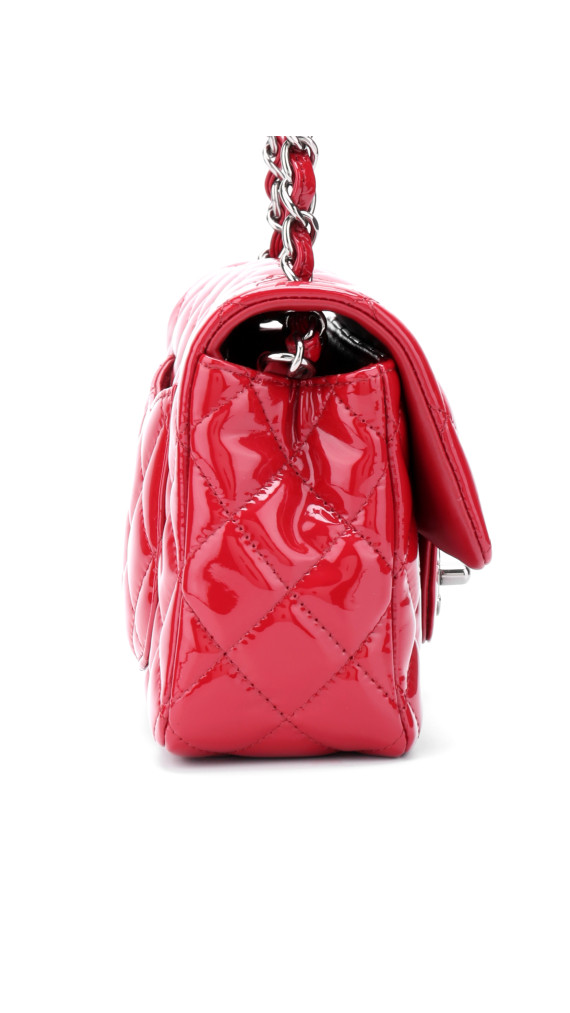Chanel Classic Mini Single Flap Bag Dark Red i Patent Leather
