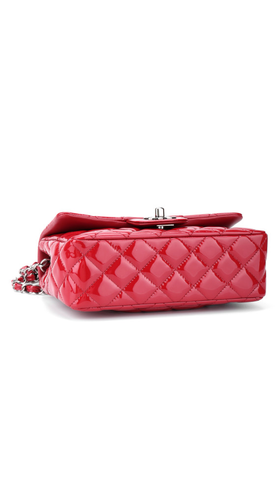 Chanel Classic Mini Single Flap Bag Dark Red i Patent Leather