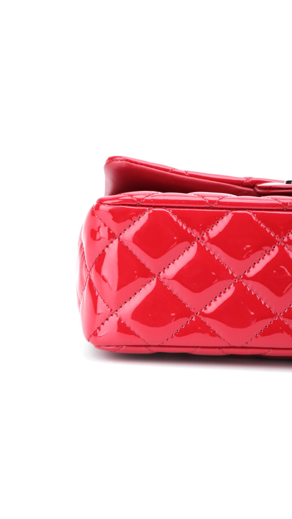 Chanel Classic Mini Single Flap Bag Dark Red i Patent Leather