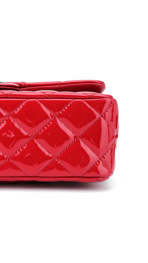 Chanel Classic Mini Single Flap Bag Dark Red i Patent Leather
