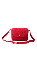 Chanel Single Flap Shoulder Bag Red Suede