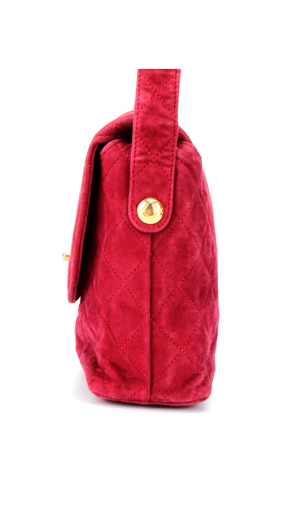 Chanel Single Flap Shoulder Bag Red Suede