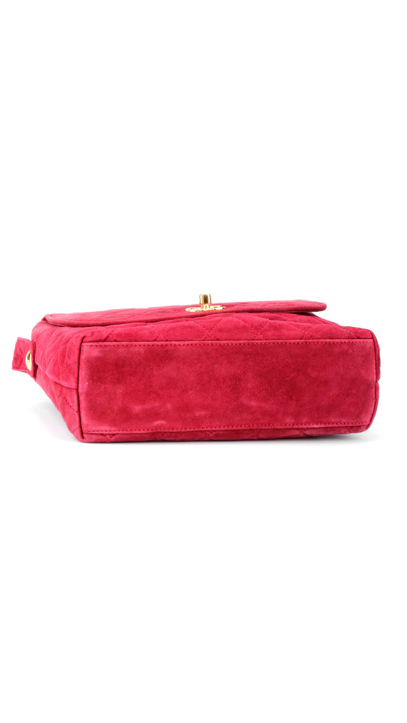 Chanel Single Flap Shoulder Bag Red Suede