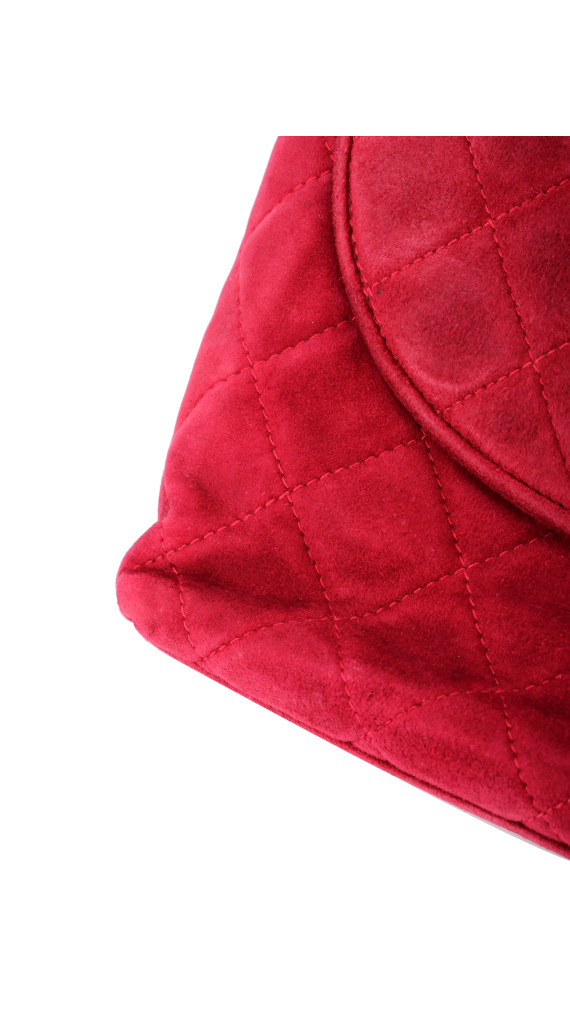 Chanel Single Flap Shoulder Bag Red Suede