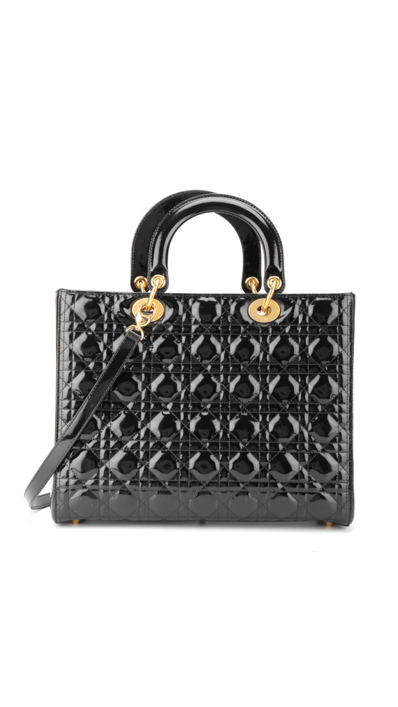 Christian Dior Lady Dior Black Patent Leather