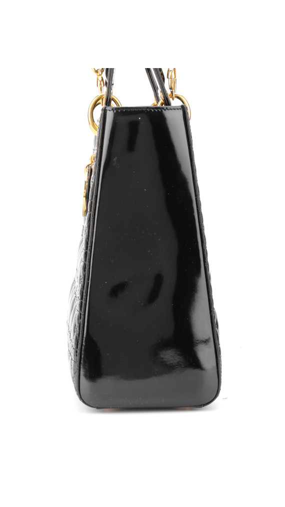 Christian Dior Lady Dior Black Patent Leather
