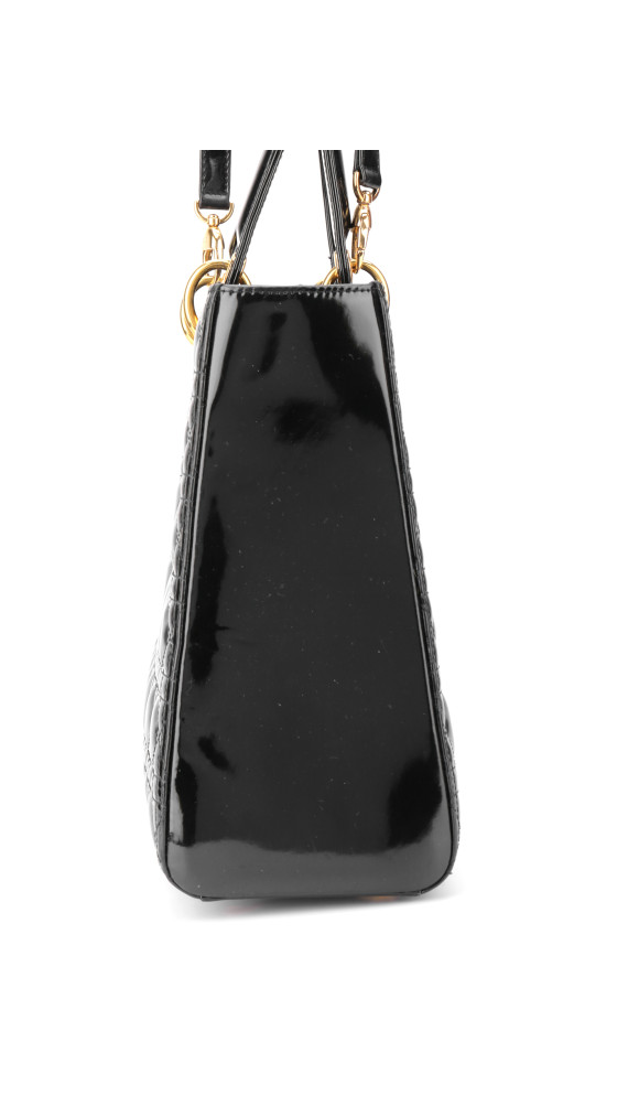 Christian Dior Lady Dior Black Patent Leather