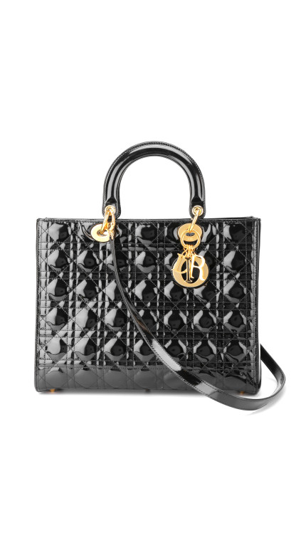 Christian Dior Lady Dior Shoulder Bag - Black Patent Leather