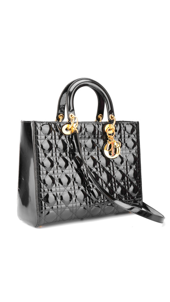Christian Dior Lady Dior Black Patent Leather