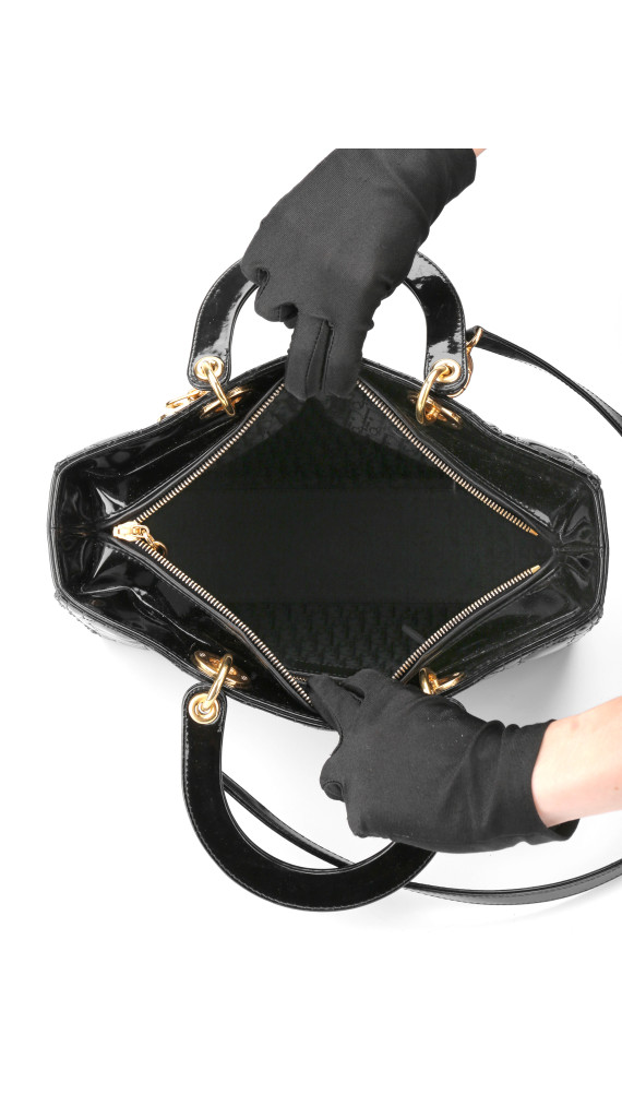 Christian Dior Lady Dior Black Patent Leather