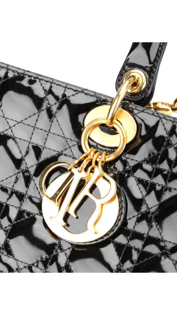 Christian Dior Lady Dior Black Patent Leather