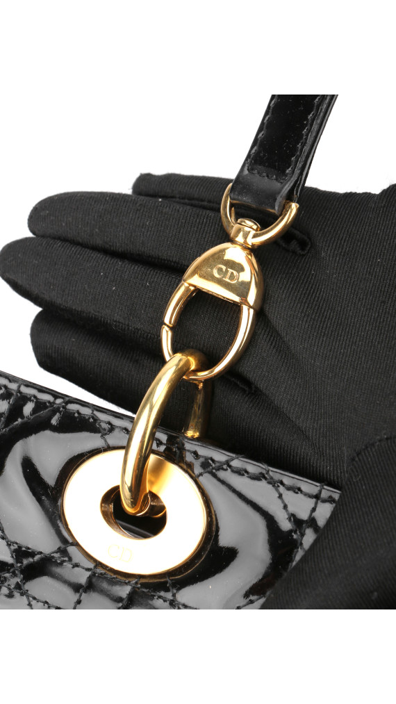 Christian Dior Lady Dior Black Patent Leather