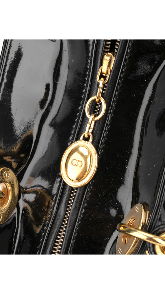 Christian Dior Lady Dior Black Patent Leather