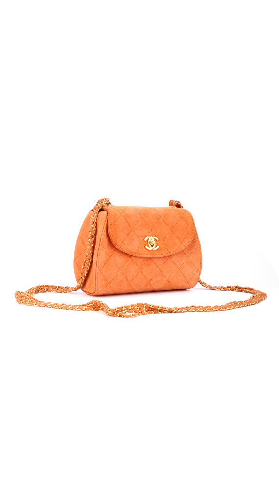 Chanel Single Flap Bag Orange Suede
