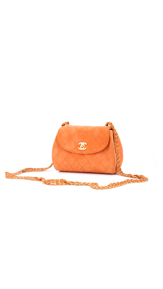 Chanel Single Flap Bag Orange Suede