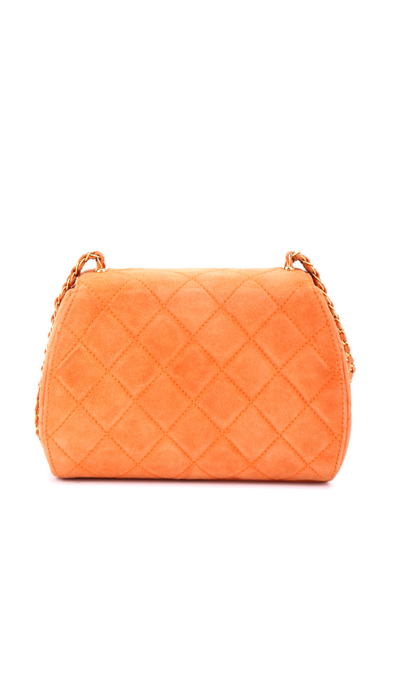 Chanel Single Flap Bag Orange Suede