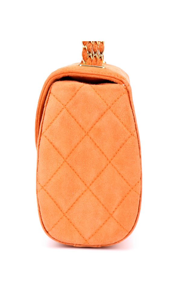 Chanel Single Flap Bag Orange Suede