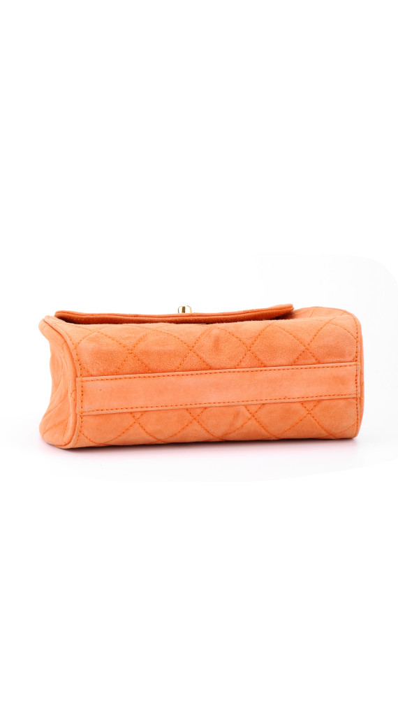 Chanel Single Flap Bag Orange Suede