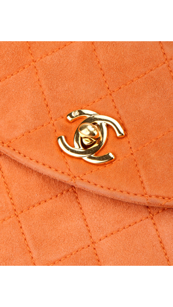 Chanel Single Flap Bag Orange Suede