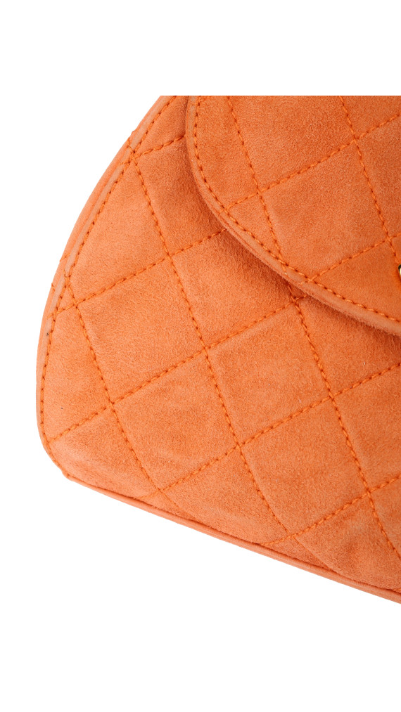 Chanel Single Flap Bag Orange Suede