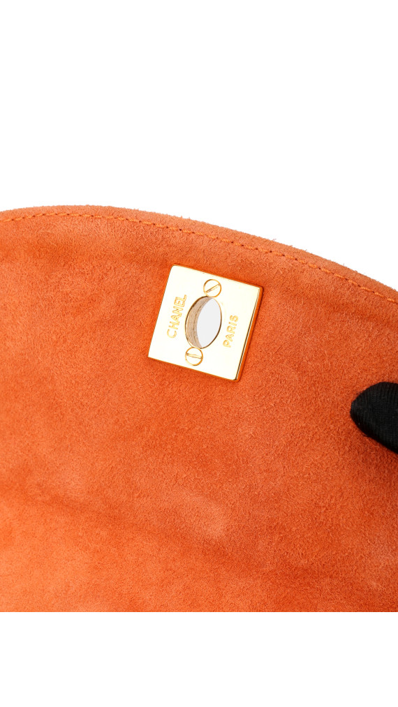 Chanel Single Flap Bag Orange Suede