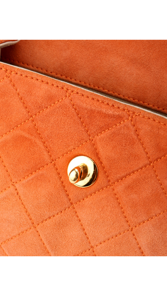 Chanel Single Flap Bag Orange Suede