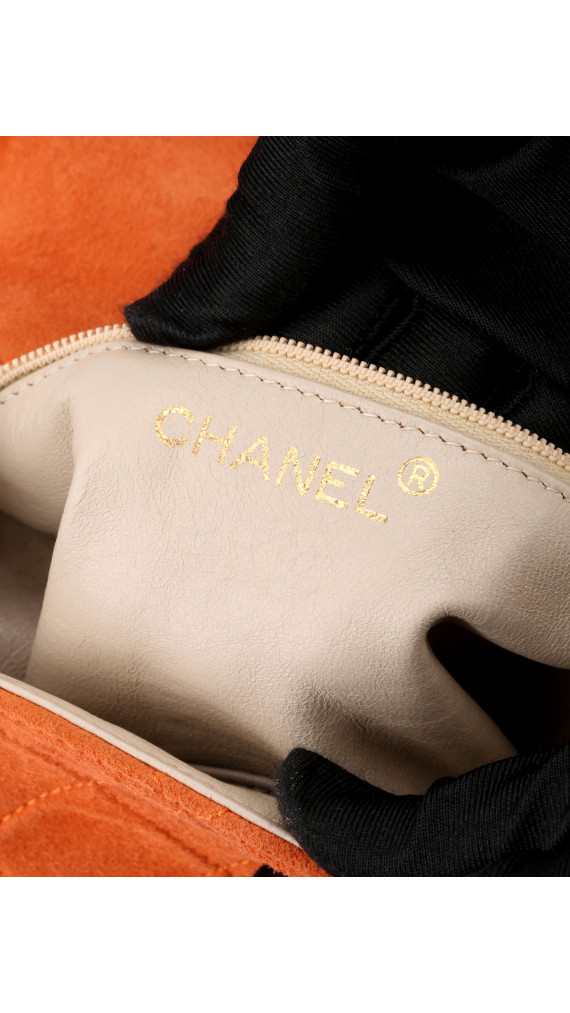 Chanel Single Flap Bag Orange Suede
