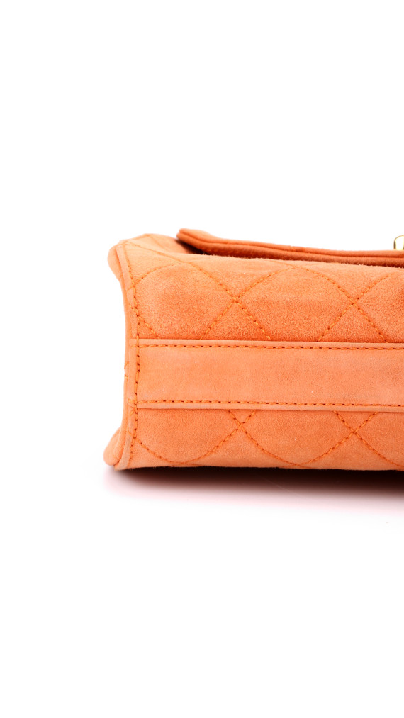 Chanel Single Flap Bag Orange Suede
