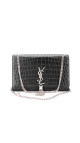 Saint Laurent Kate Tassel Bag Black Croc Embossed Leather
