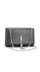 Saint Laurent Kate Tassel Bag Black Croc Embossed Leather