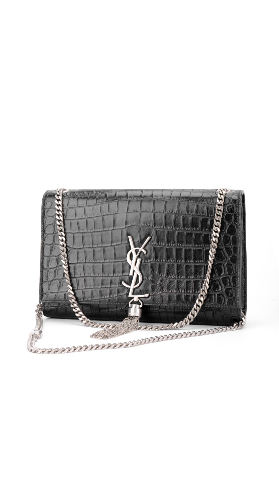 Saint Laurent Kate Tassel Bag Black Croc Embossed Leather