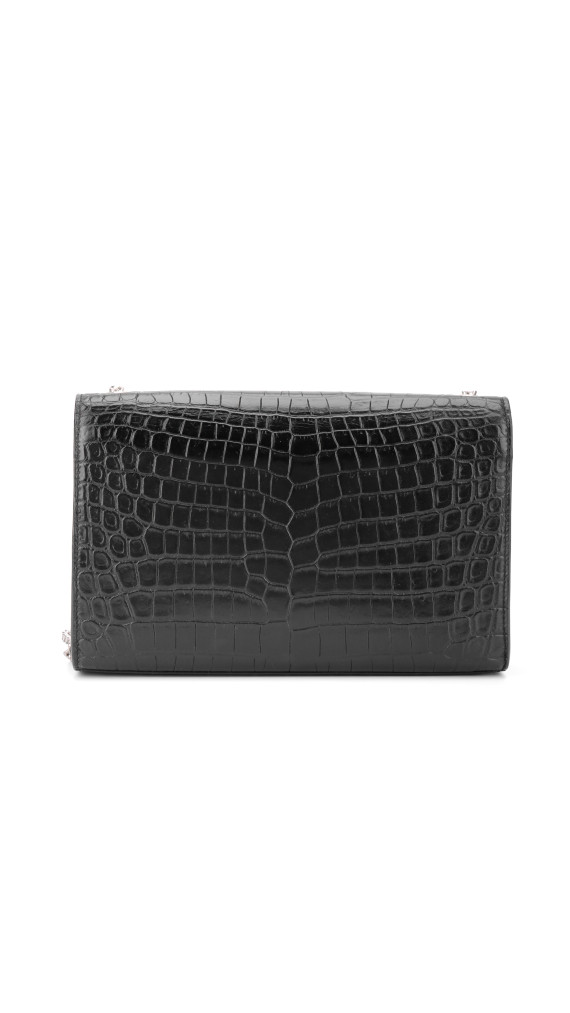 Saint Laurent Kate Tassel Bag Black Croc Embossed Leather