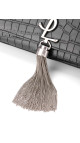 Saint Laurent Kate Tassel Bag Black Croc Embossed Leather