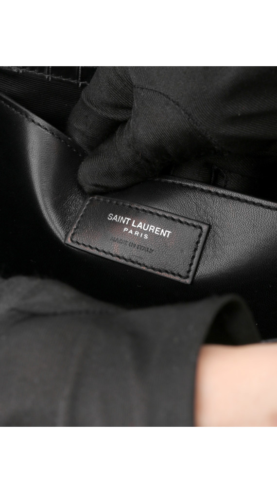 Saint Laurent Kate Tassel Bag Black Croc Embossed Leather