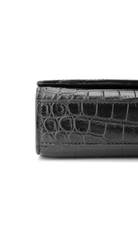 Saint Laurent Kate Tassel Bag Black Croc Embossed Leather