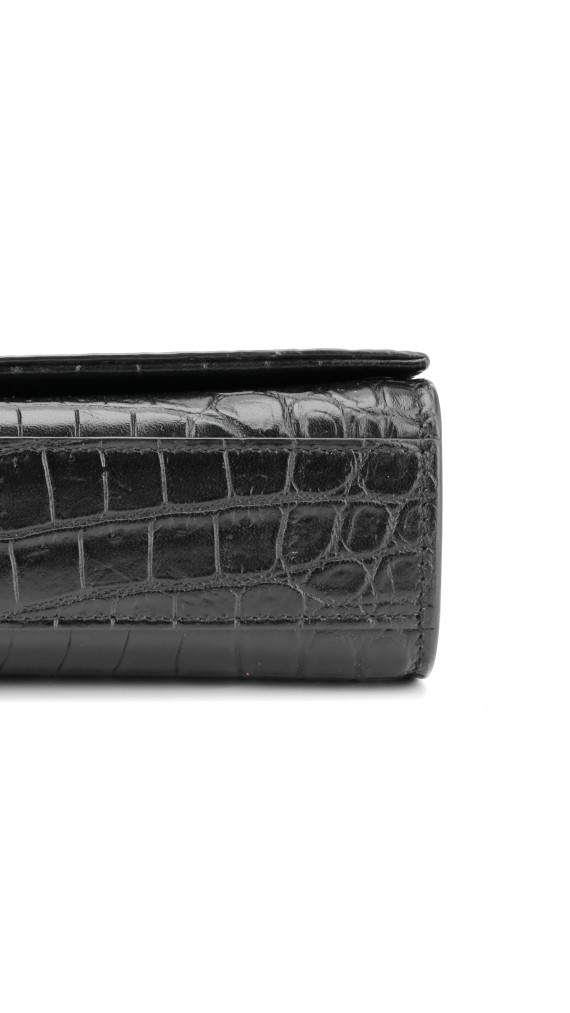 Saint Laurent Kate Tassel Bag Black Croc Embossed Leather