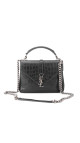 Saint Laurent College Medium Black Croc Embossed Leather